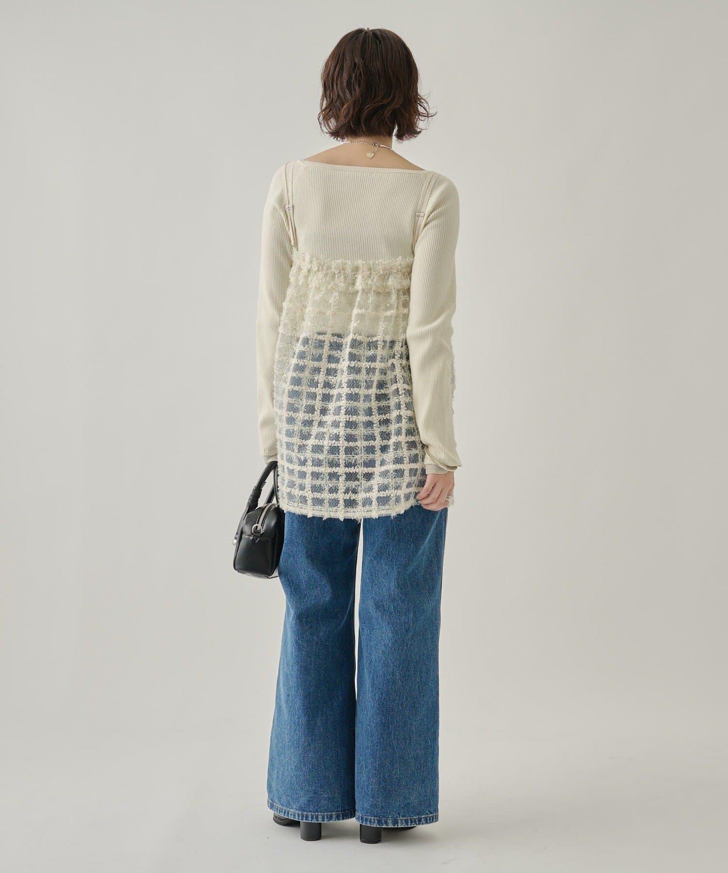 亮片粗花呢吊帶背心裙