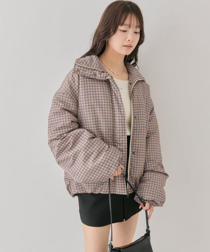 中棉格紋羽絨服