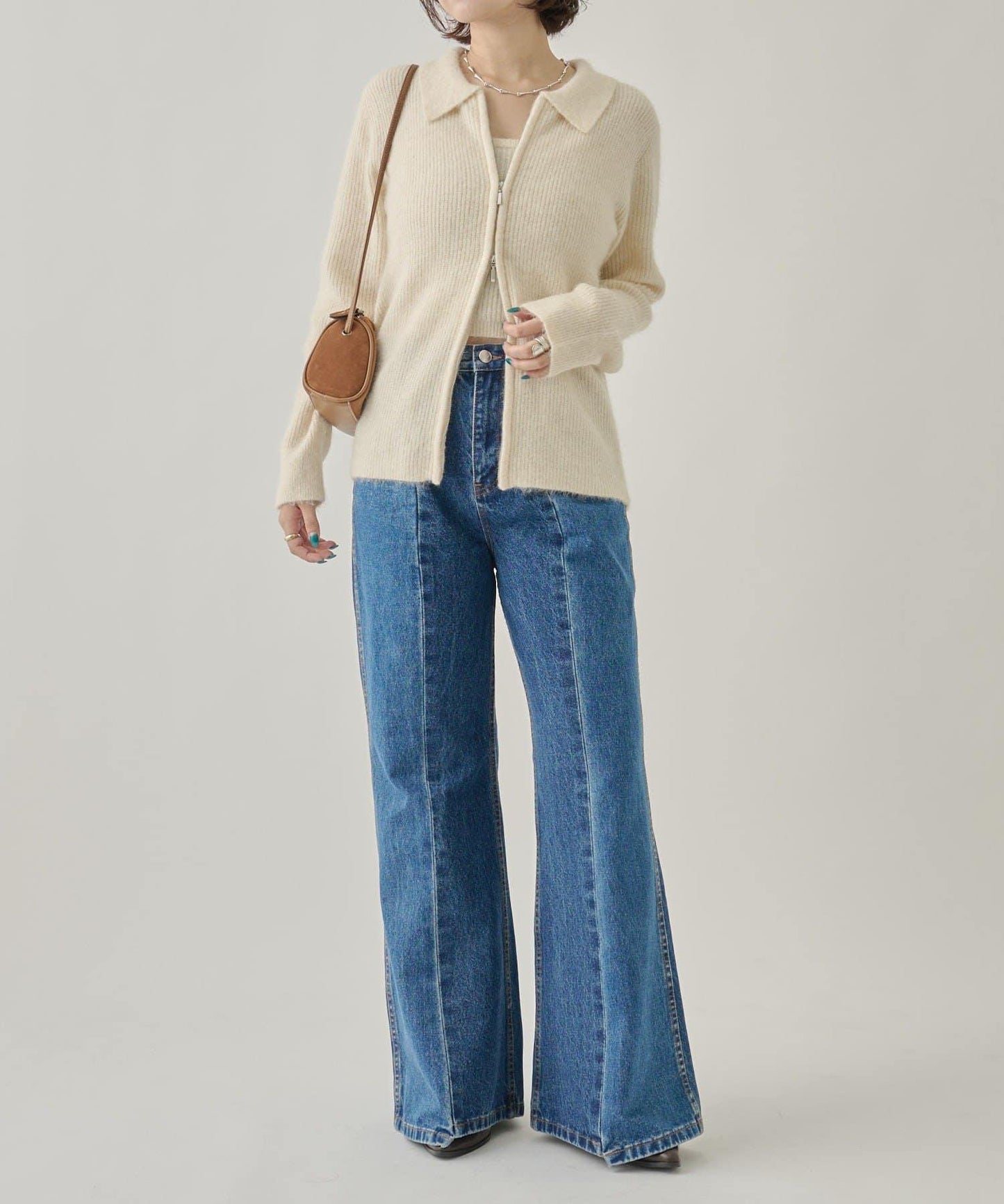 帶束身胸衣雙拉鍊開衫