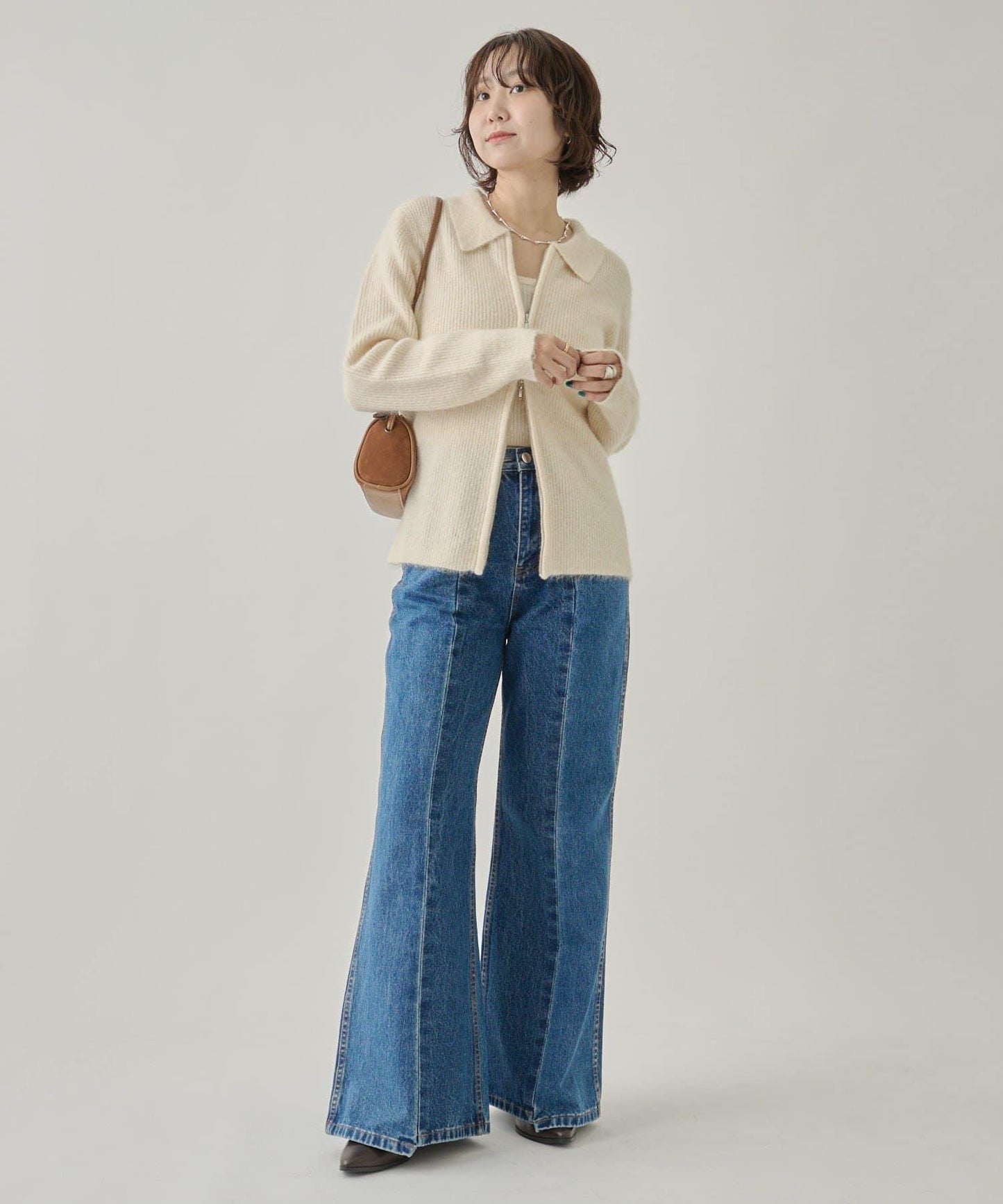 帶束身胸衣雙拉鍊開衫