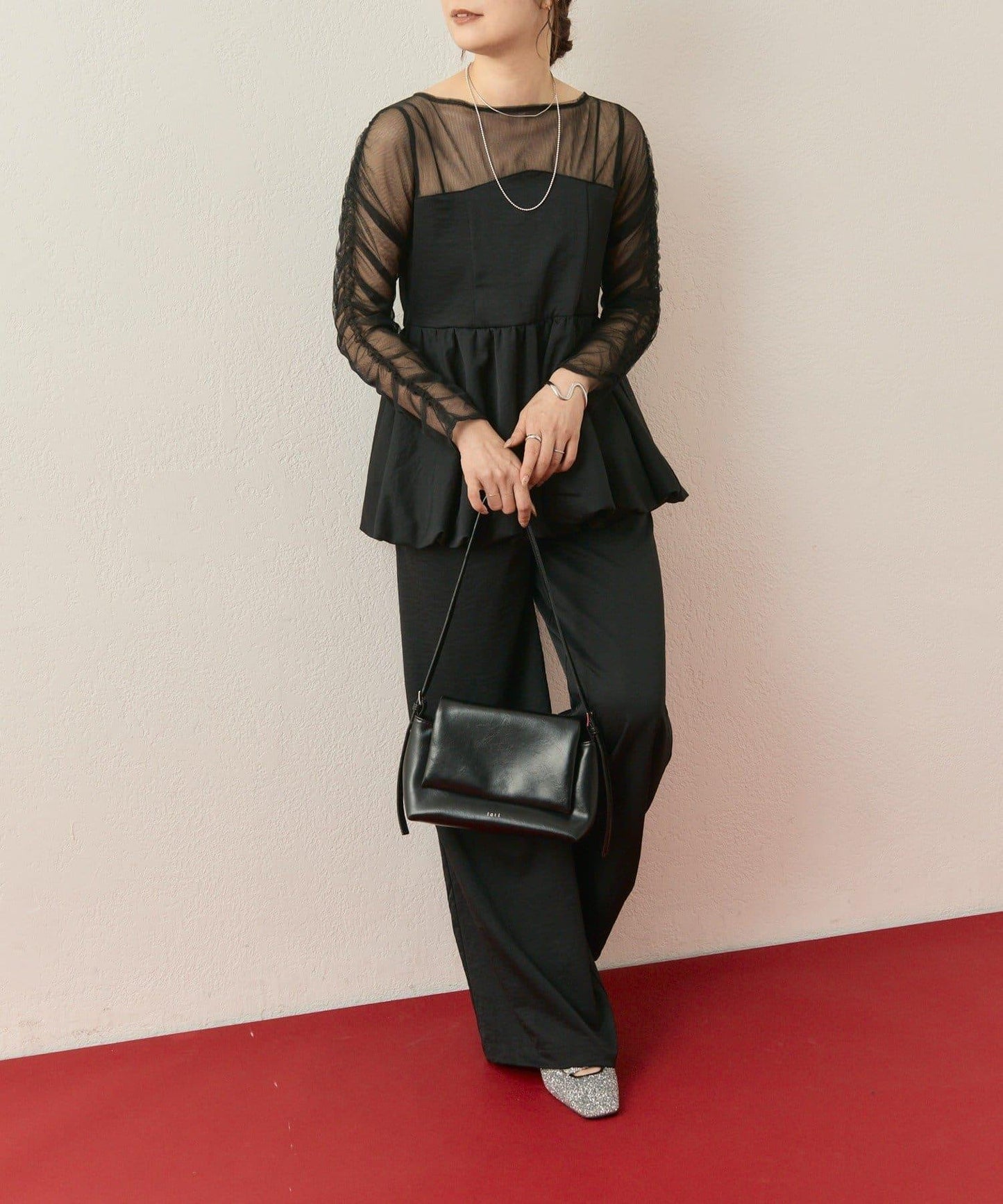 ≪10/20 12:00開始!≫【@aoiikegaya企劃】網紗拼接荷葉邊套裝