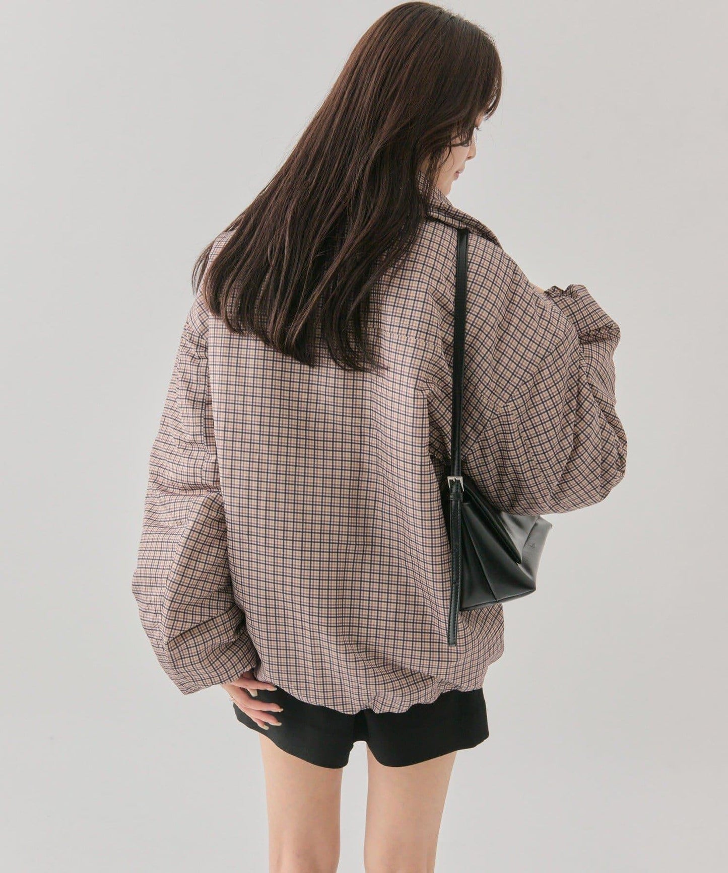 中棉格紋羽絨服