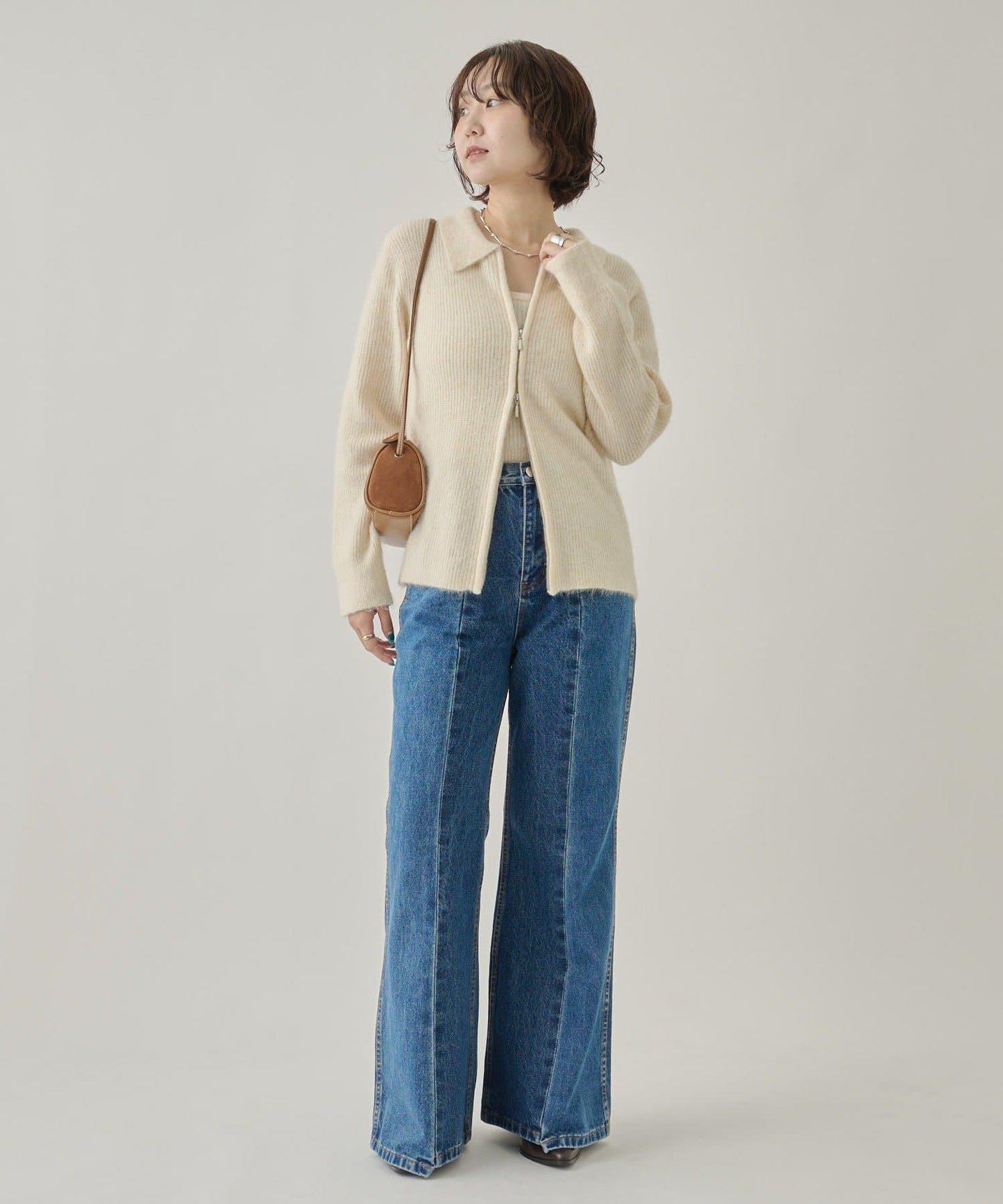 帶束身胸衣雙拉鍊開衫