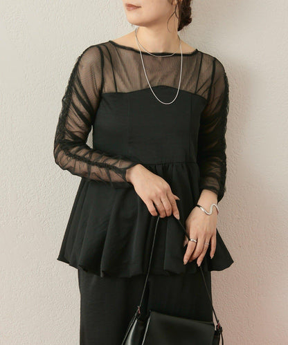 ≪10/20 12:00開始!≫【@aoiikegaya企劃】網紗拼接荷葉邊套裝