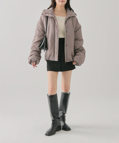 中棉格紋羽絨服