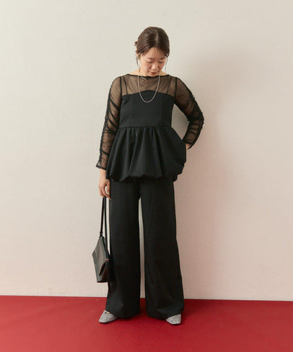 ≪10/20 12:00開始!≫【@aoiikegaya企劃】網紗拼接荷葉邊套裝