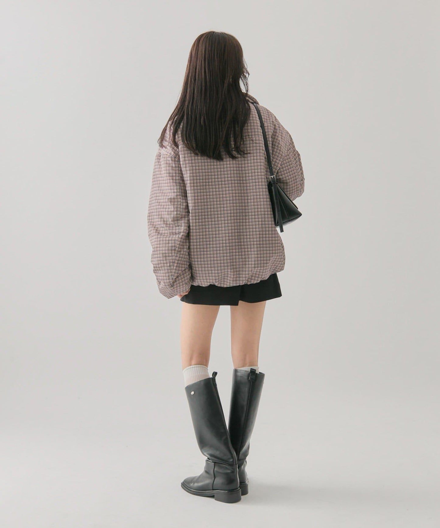 中棉格紋羽絨服