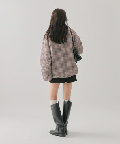 中棉格紋羽絨服