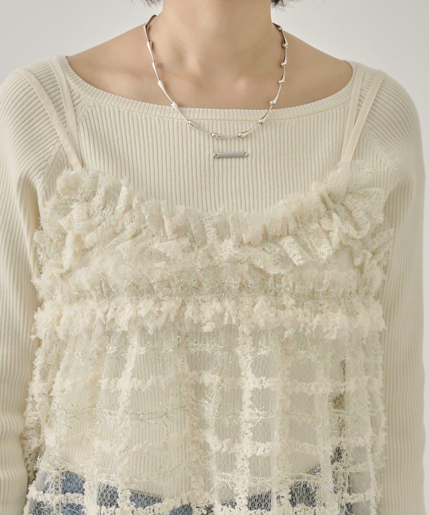 亮片粗花呢吊帶背心裙