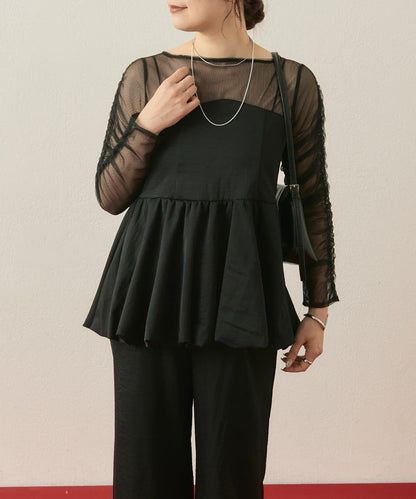 ≪10/20 12:00開始!≫【@aoiikegaya企劃】網紗拼接荷葉邊套裝