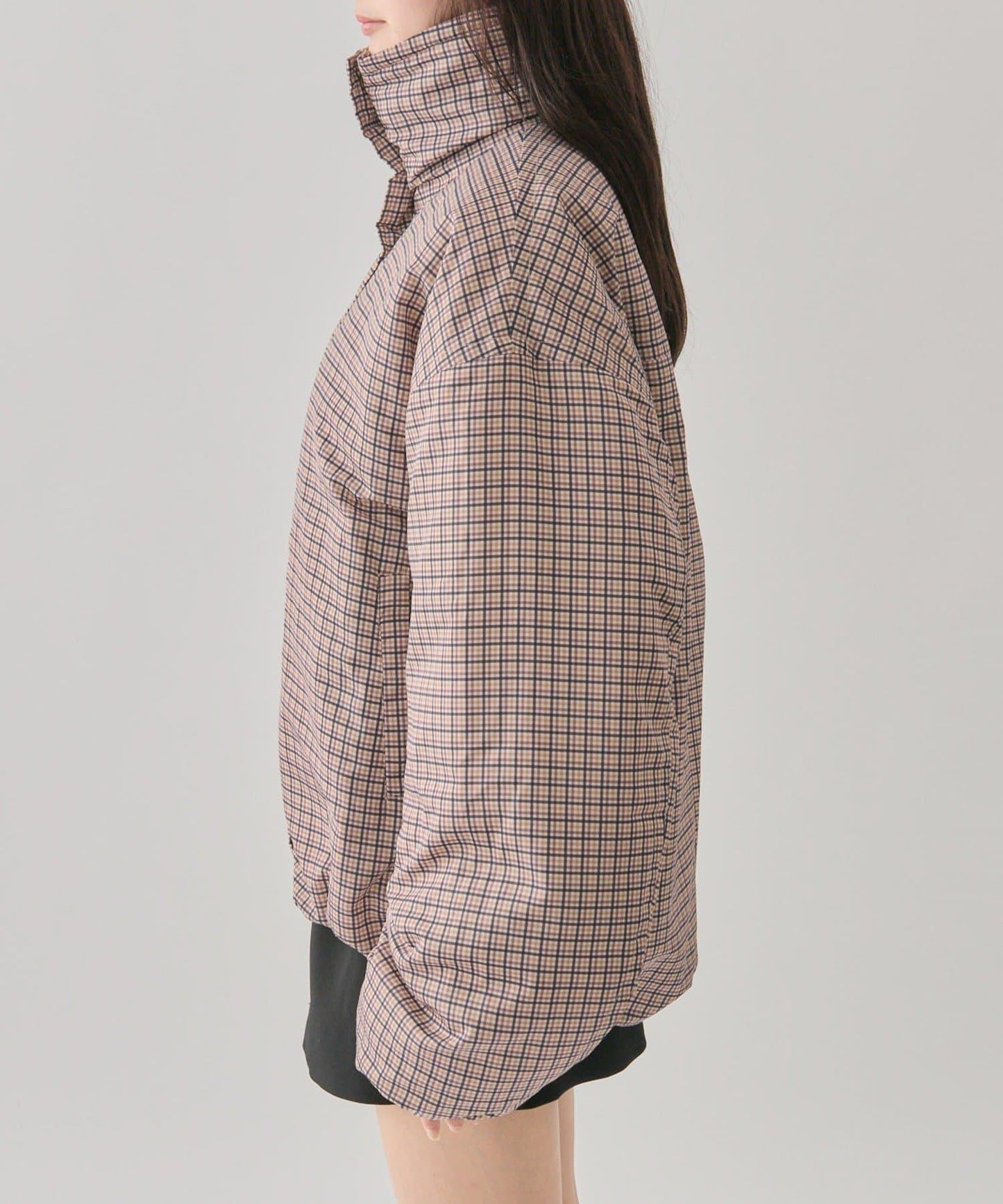 中棉格紋羽絨服