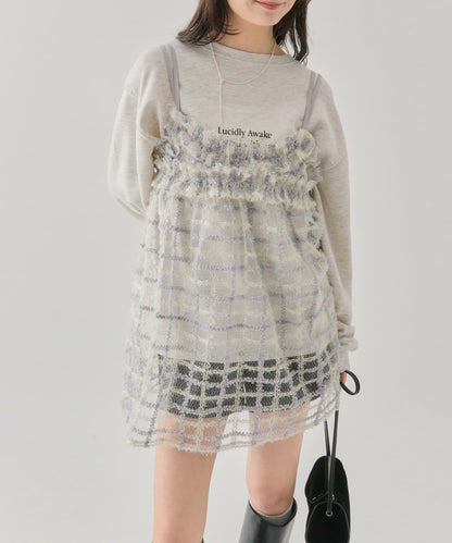 亮片粗花呢吊帶背心裙