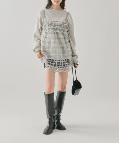 亮片粗花呢吊帶背心裙