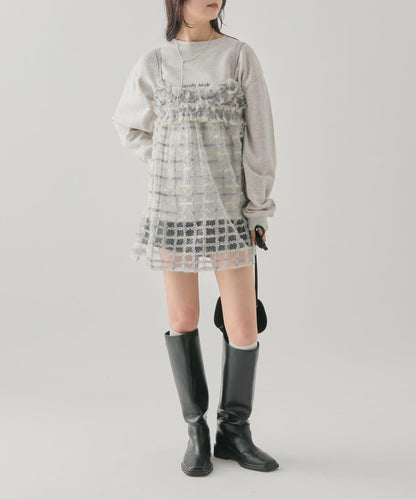 亮片粗花呢吊帶背心裙