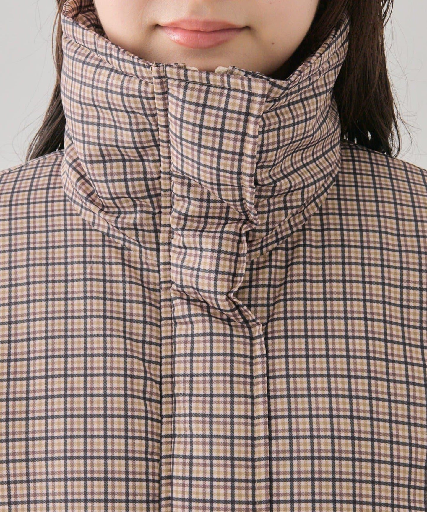 中棉格紋羽絨服