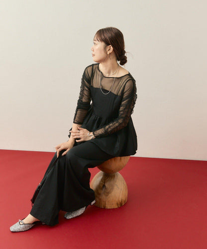 ≪10/20 12:00開始!≫【@aoiikegaya企劃】網紗拼接荷葉邊套裝