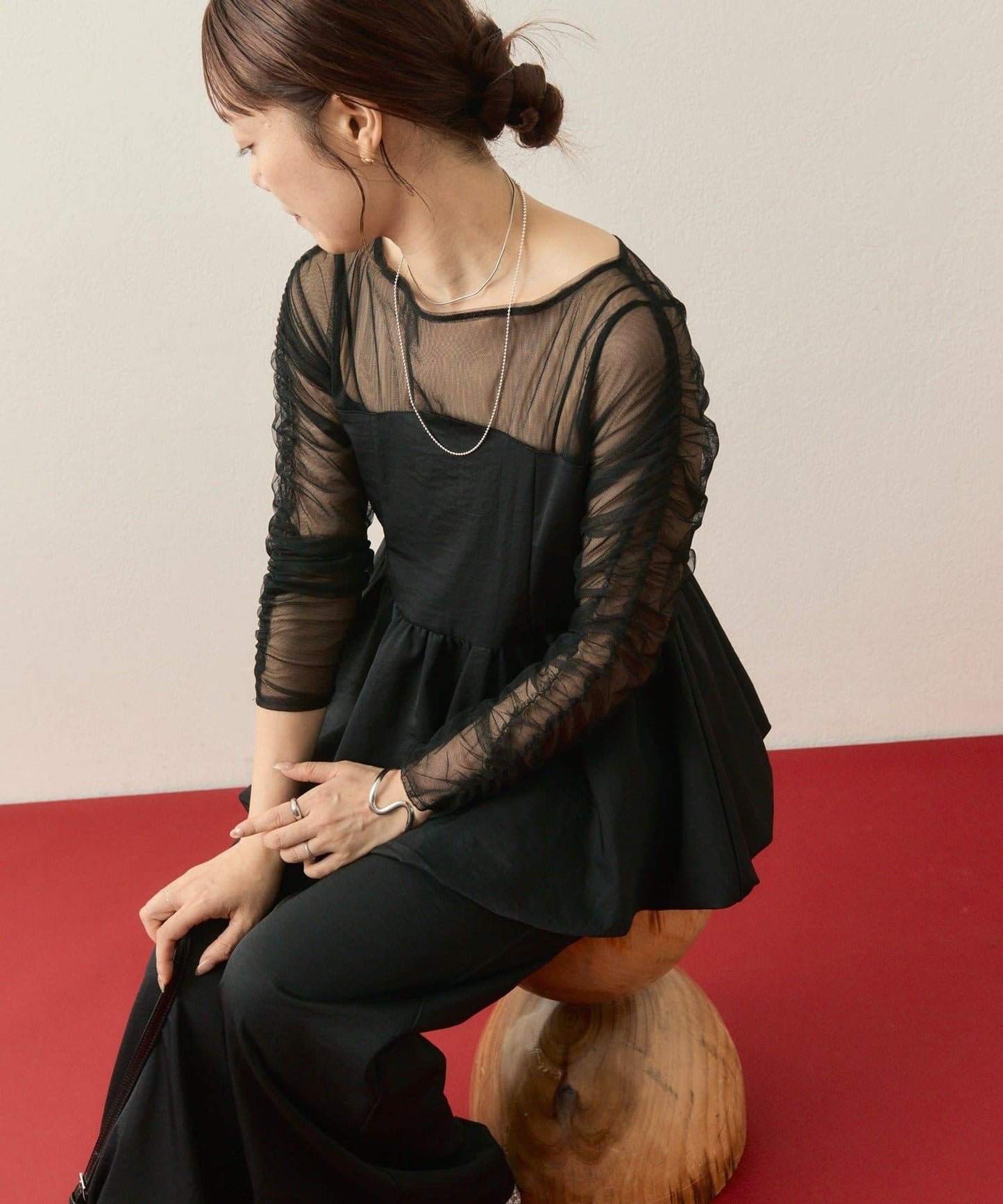 ≪10/20 12:00開始!≫【@aoiikegaya企劃】網紗拼接荷葉邊套裝