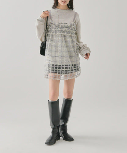 亮片粗花呢吊帶背心裙