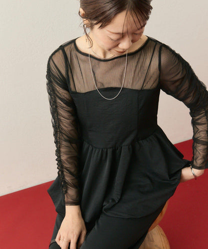 ≪10/20 12:00開始!≫【@aoiikegaya企劃】網紗拼接荷葉邊套裝