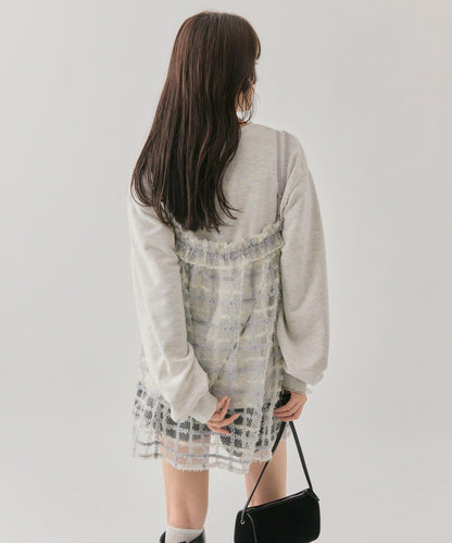 亮片粗花呢吊帶背心裙