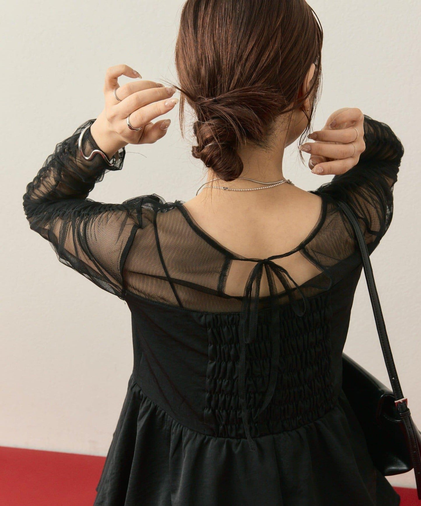 ≪10/20 12:00開始!≫【@aoiikegaya企劃】網紗拼接荷葉邊套裝