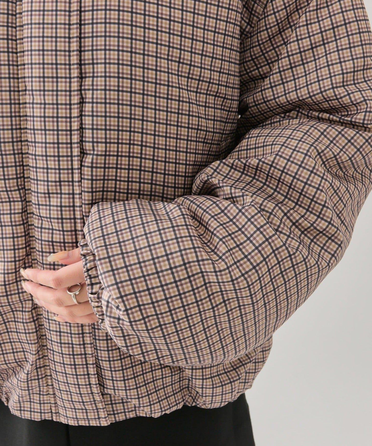 中棉格紋羽絨服