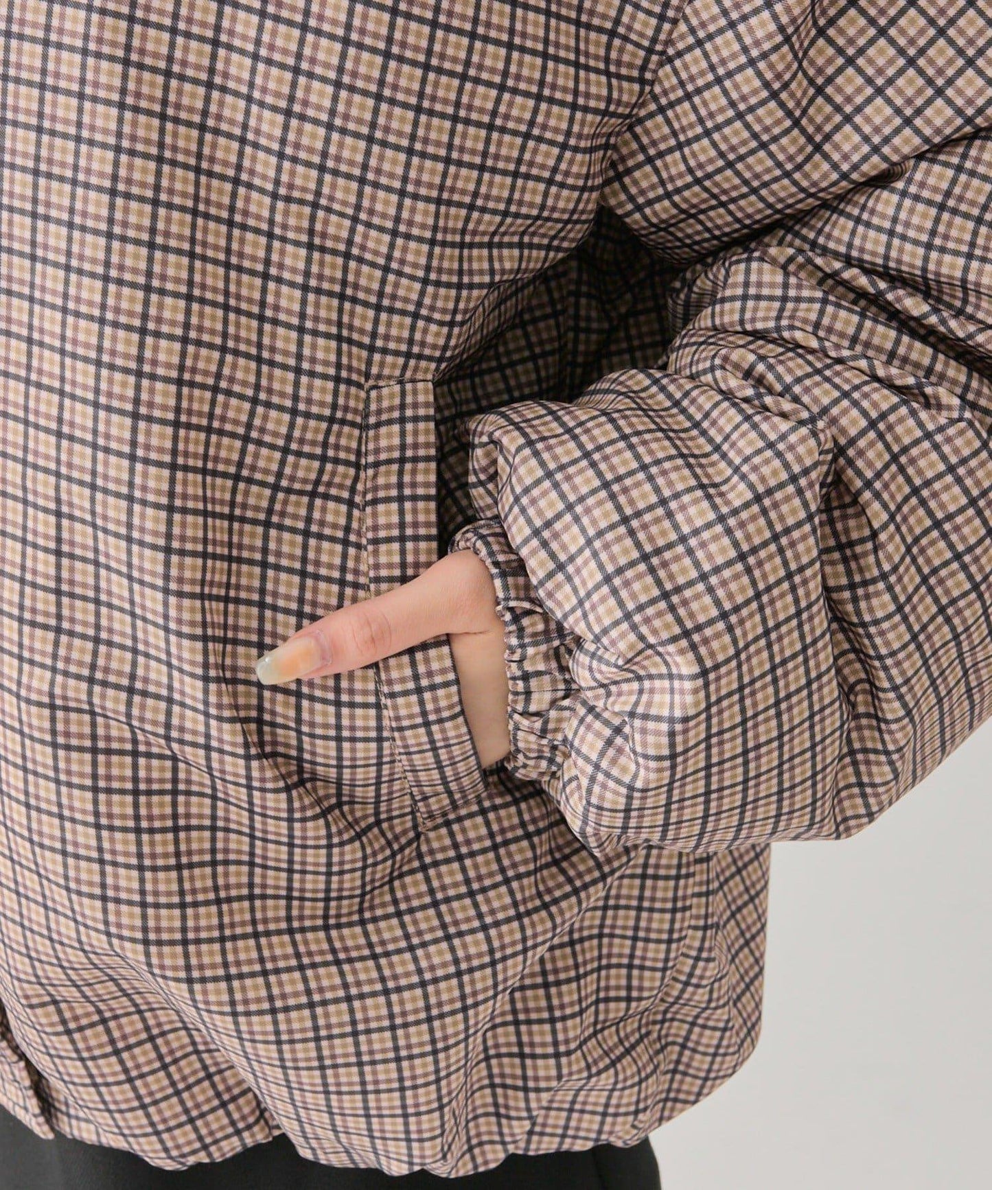 中棉格紋羽絨服