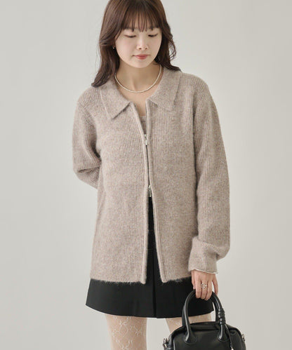 帶束身胸衣雙拉鍊開衫