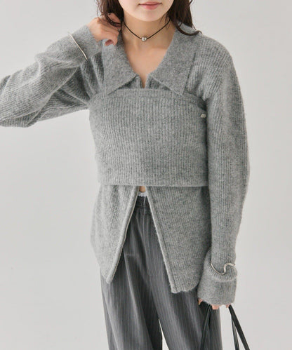 帶束身胸衣雙拉鍊開衫