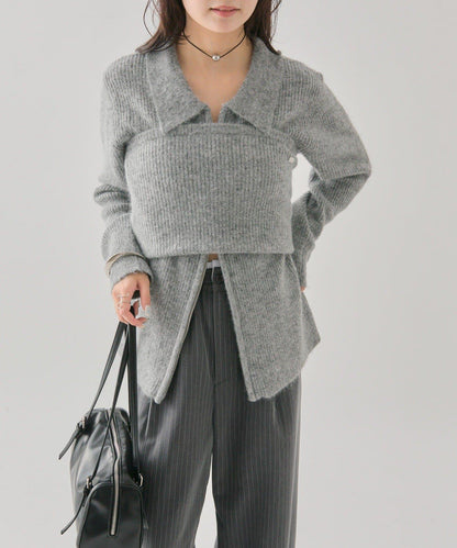 帶束身胸衣雙拉鍊開衫