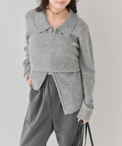 帶束身胸衣雙拉鍊開衫