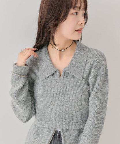 帶束身胸衣雙拉鍊開衫