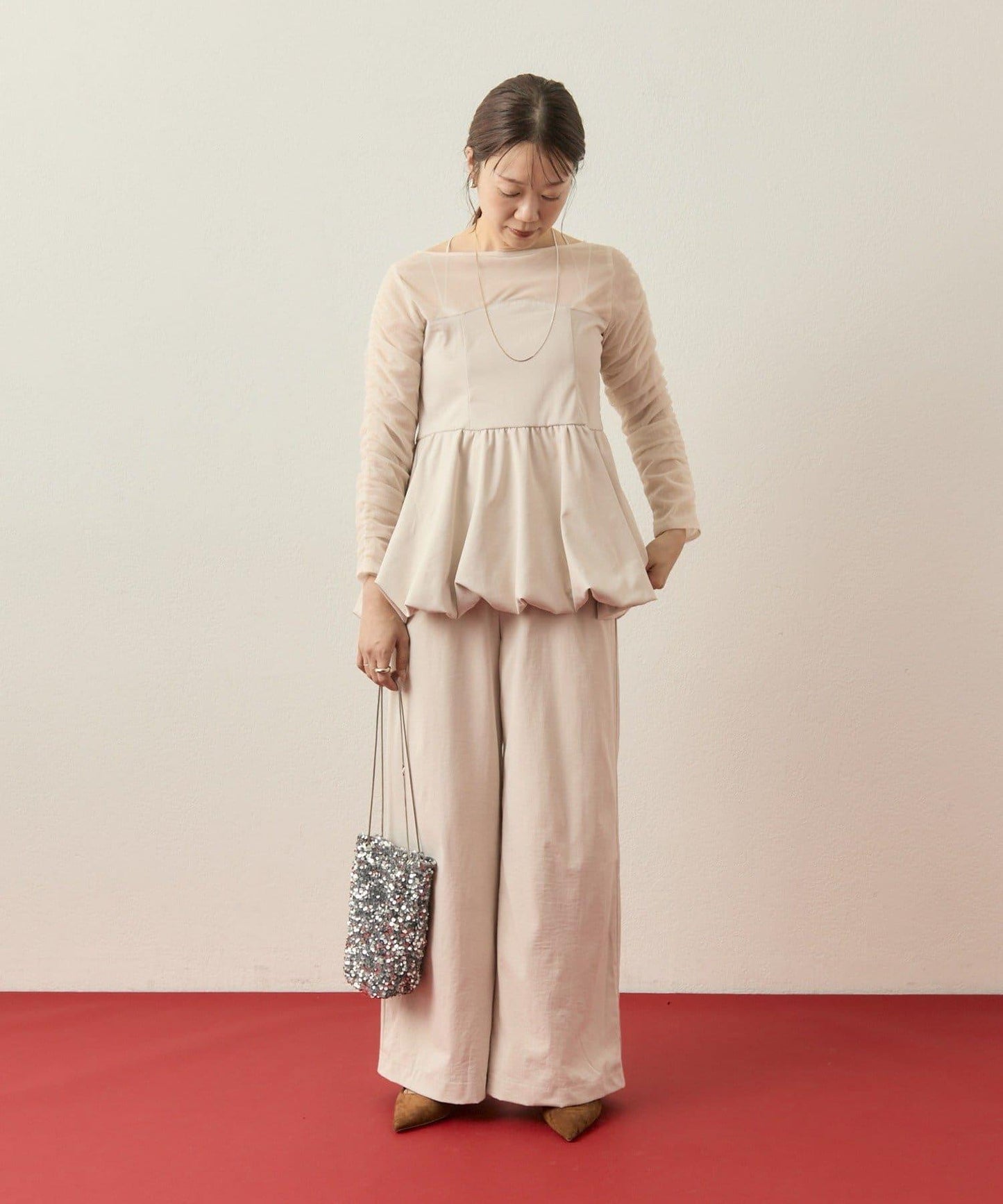 ≪10/20 12:00開始!≫【@aoiikegaya企劃】網紗拼接荷葉邊套裝