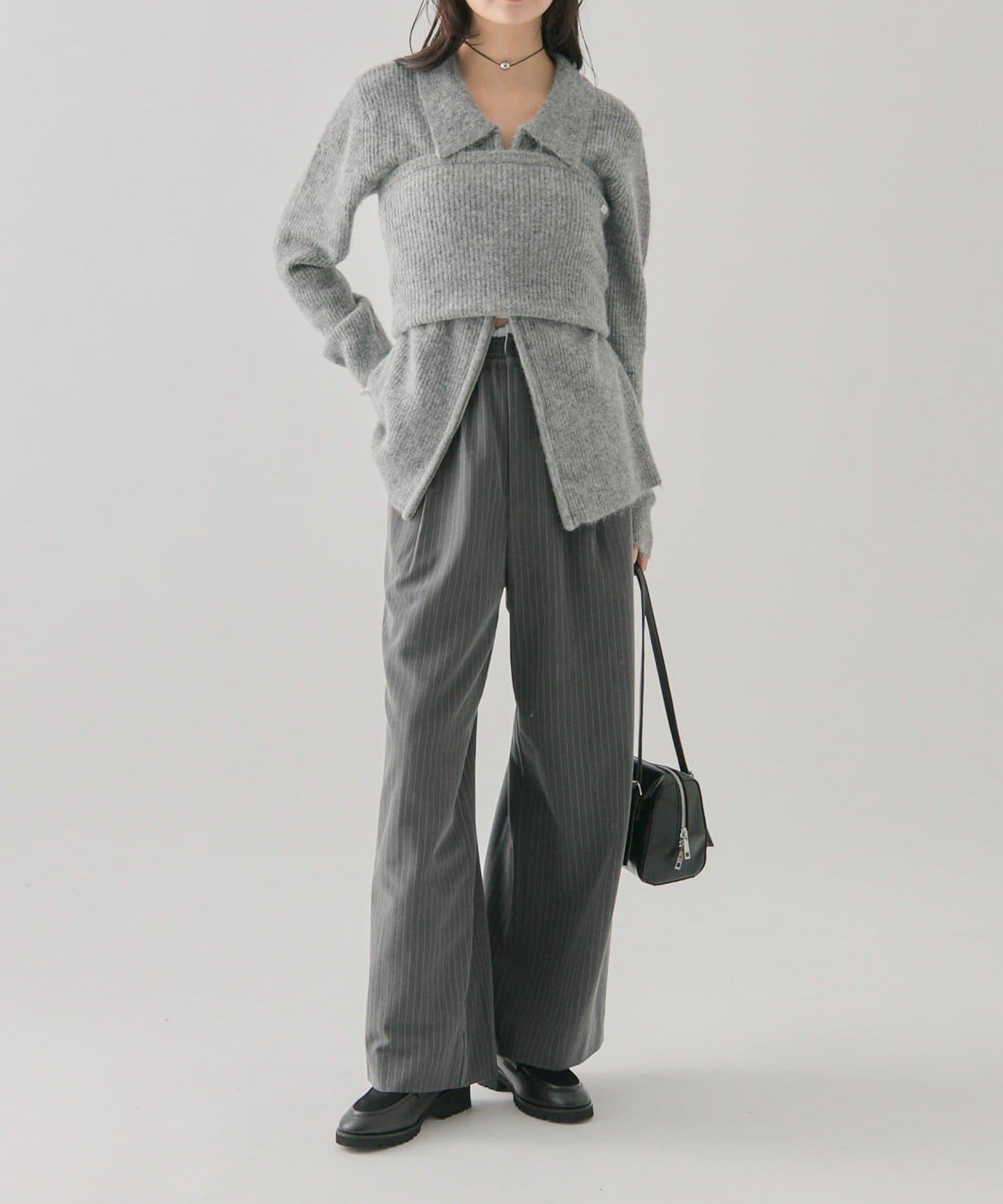 帶束身胸衣雙拉鍊開衫