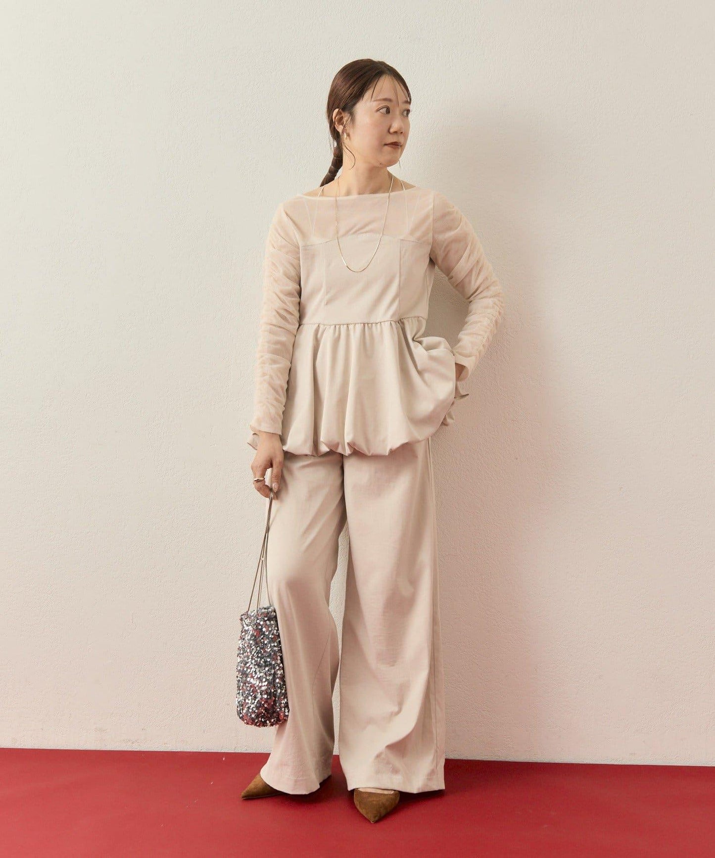 ≪10/20 12:00開始!≫【@aoiikegaya企劃】網紗拼接荷葉邊套裝