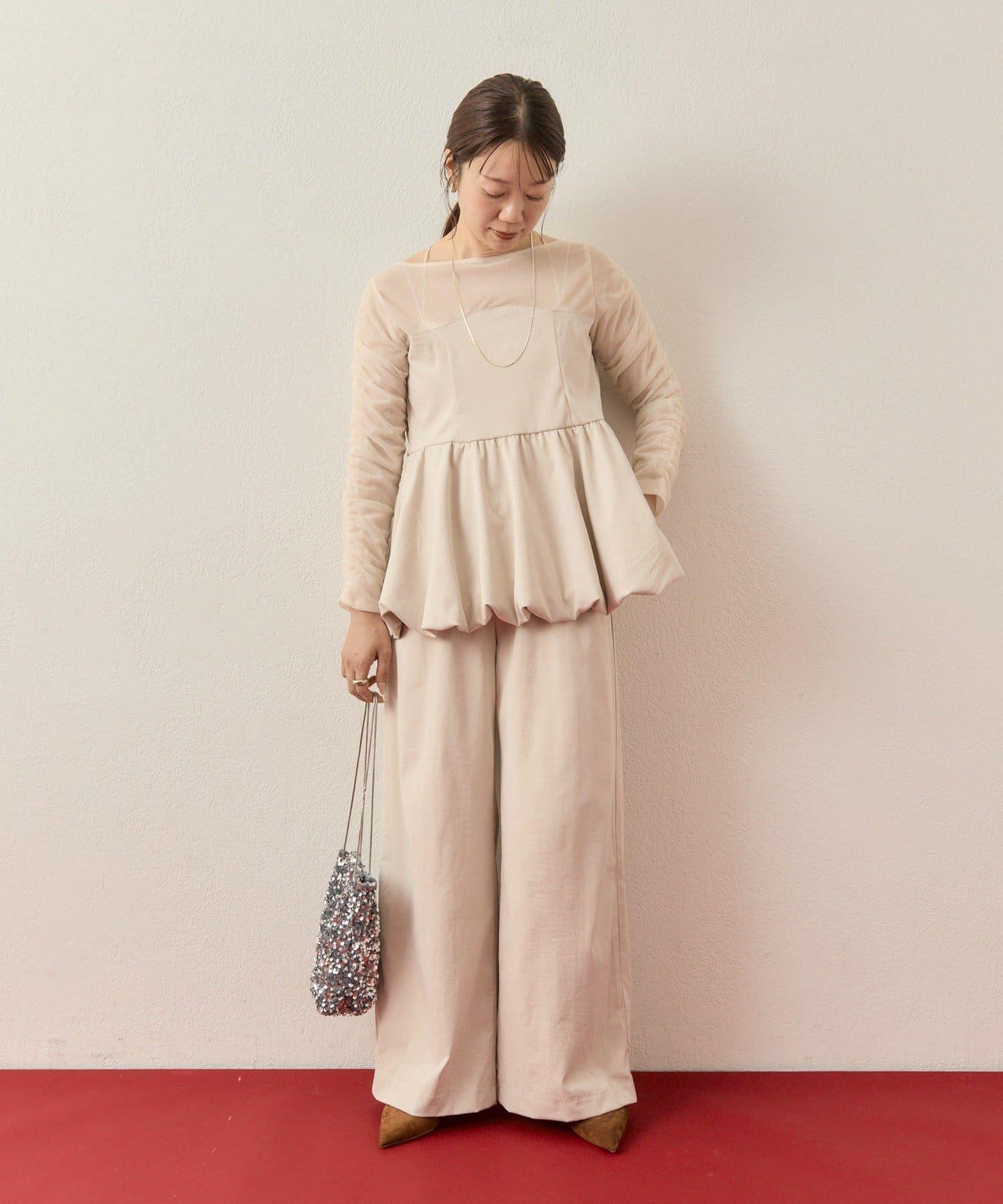 ≪10/20 12:00開始!≫【@aoiikegaya企劃】網紗拼接荷葉邊套裝