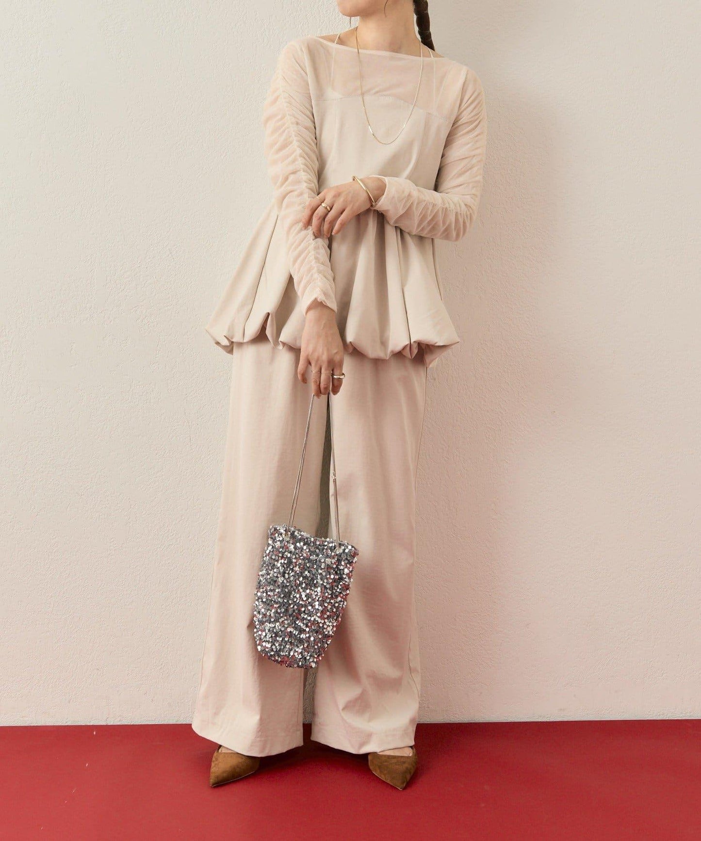 ≪10/20 12:00開始!≫【@aoiikegaya企劃】網紗拼接荷葉邊套裝