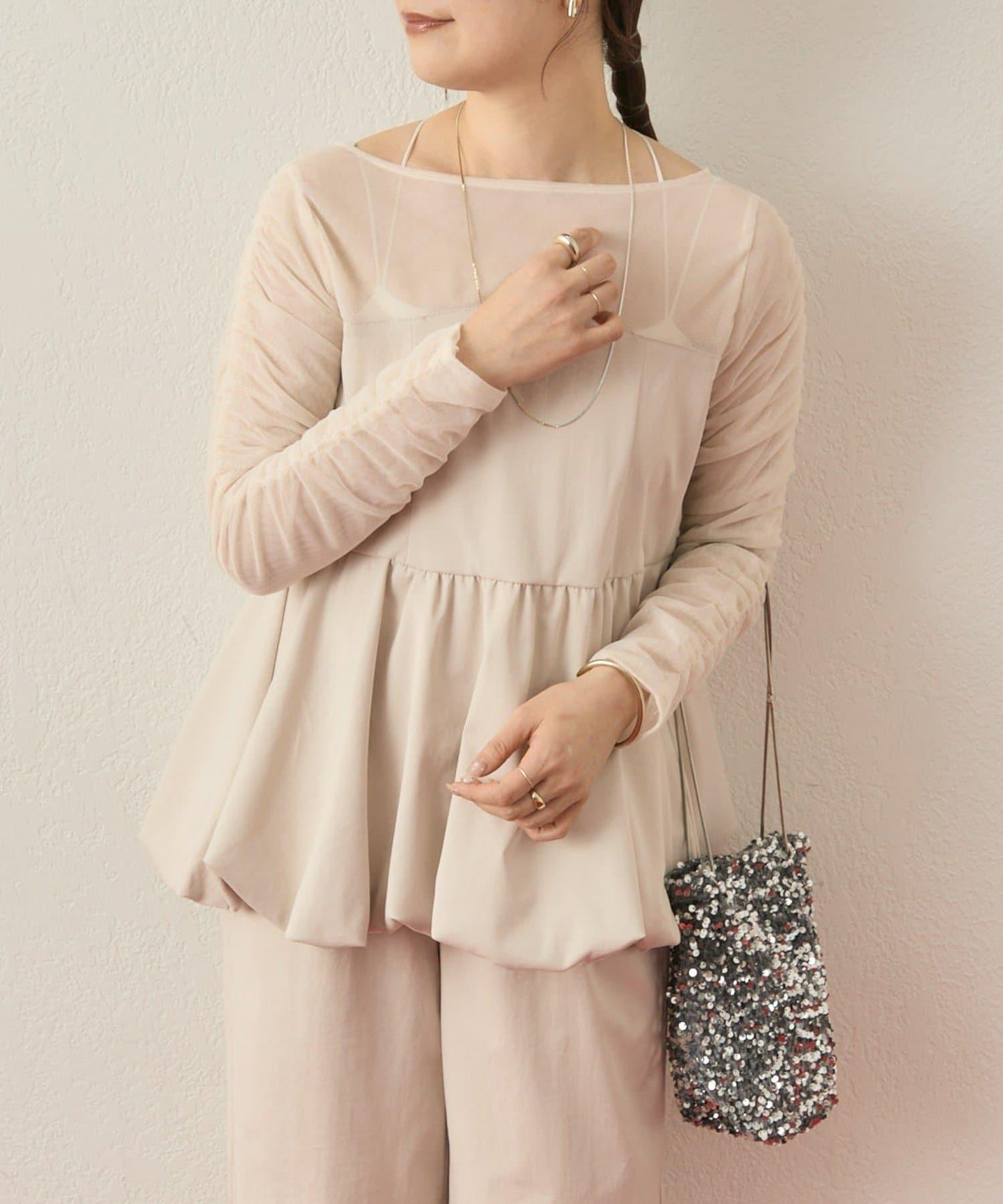 ≪10/20 12:00開始!≫【@aoiikegaya企劃】網紗拼接荷葉邊套裝