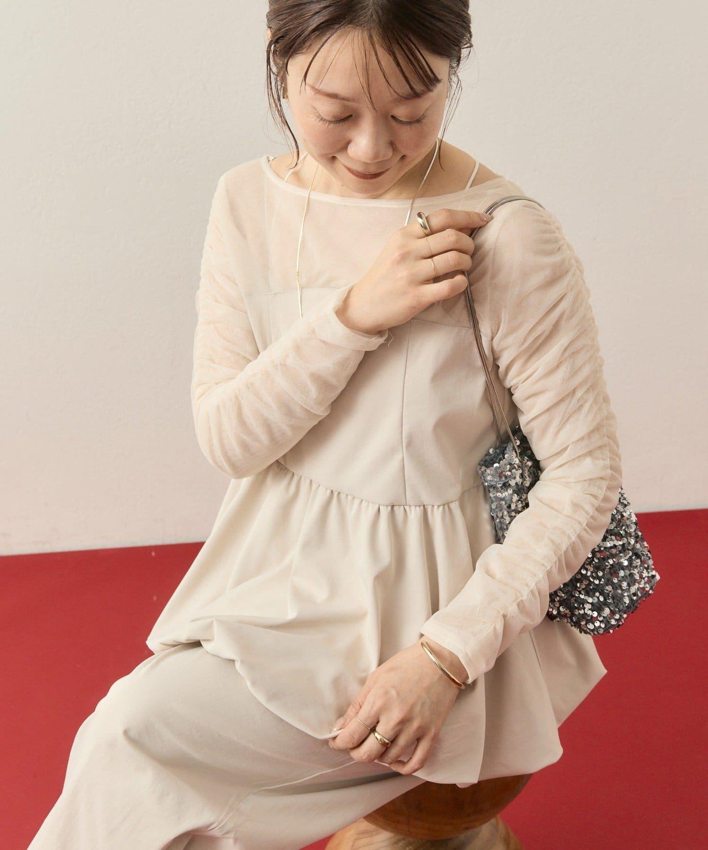 ≪10/20 12:00開始!≫【@aoiikegaya企劃】網紗拼接荷葉邊套裝