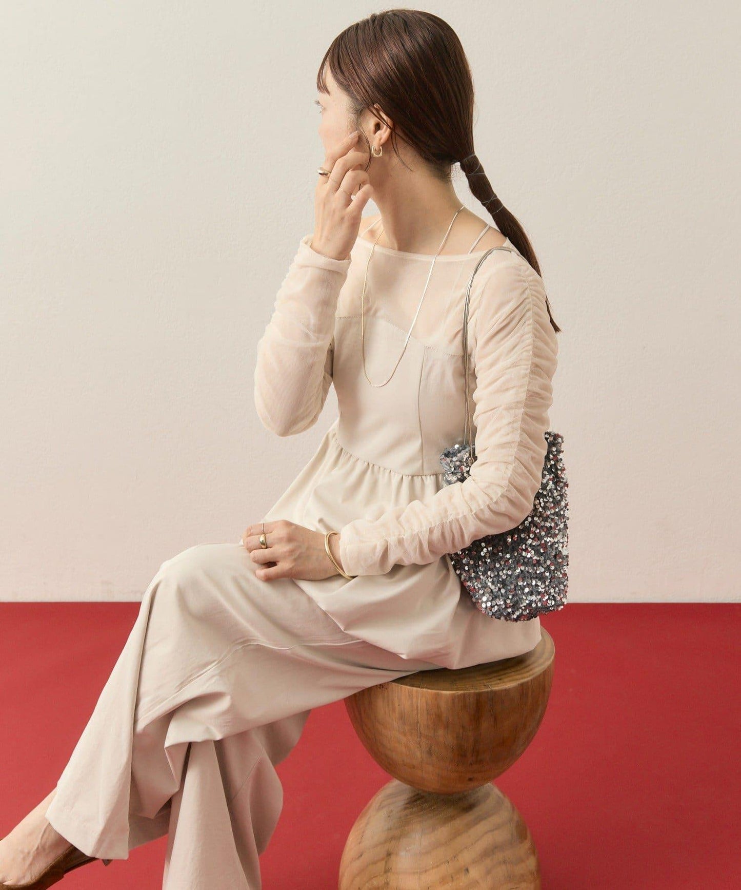 ≪10/20 12:00開始!≫【@aoiikegaya企劃】網紗拼接荷葉邊套裝