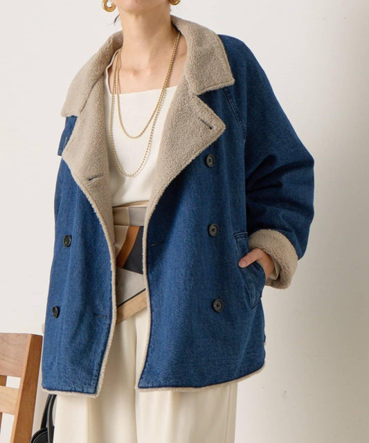 牛仔羊羔絨大衣