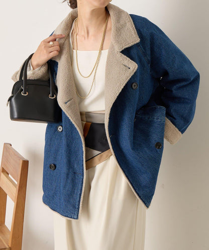 牛仔羊羔絨大衣