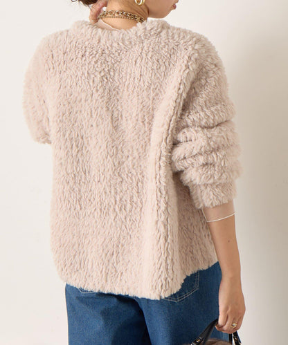 仿毛針織短款夾克