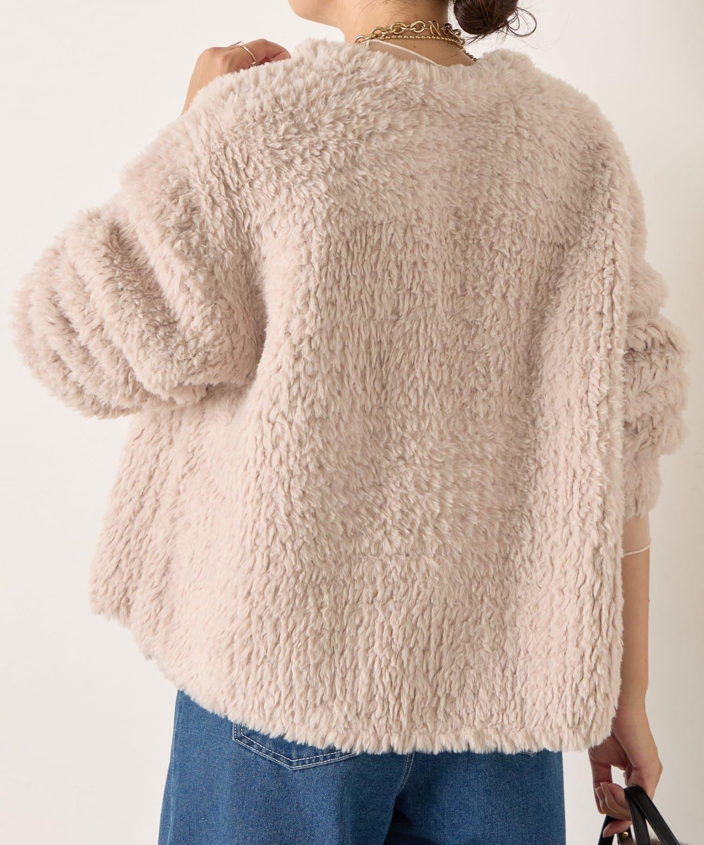 仿毛針織短款夾克