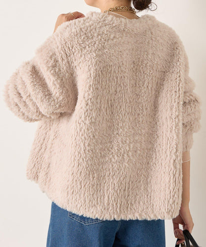 仿毛針織短款夾克