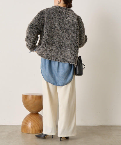 仿毛針織短款夾克