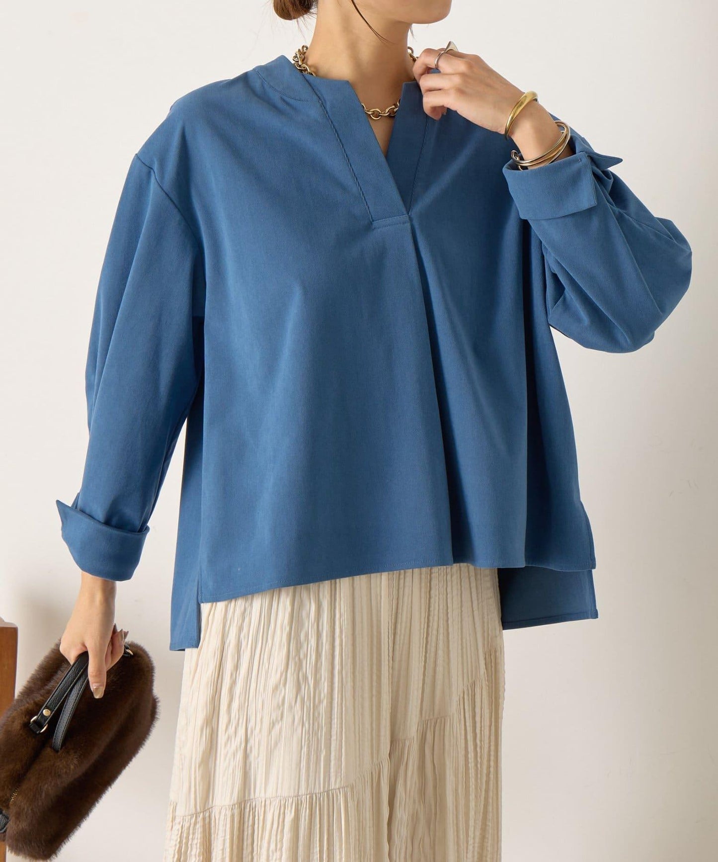 彈力磨毛高領襯衫