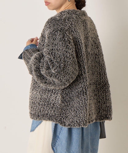 仿毛針織短款夾克