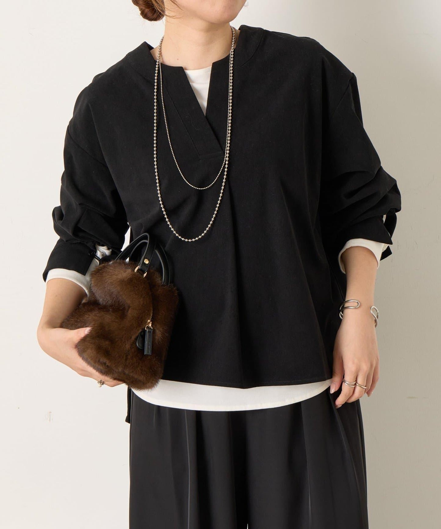 彈力磨毛高領襯衫