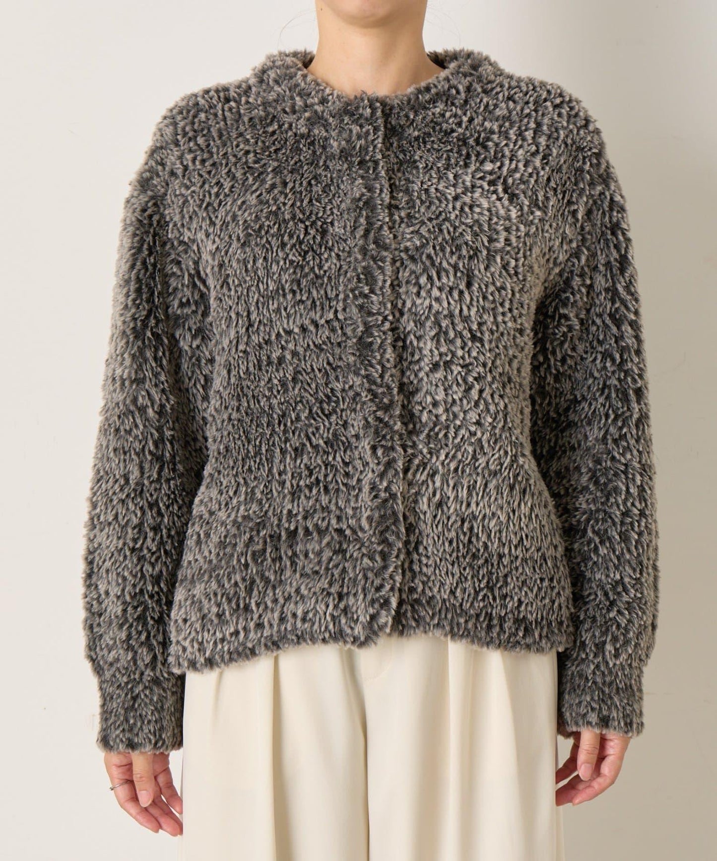 仿毛針織短款夾克